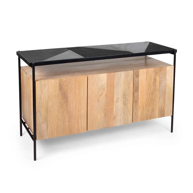 Buffet a 3 ante in marmo e mango 138 cm