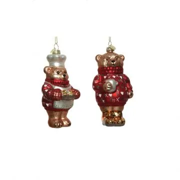 PENDAGLIO VETRO ORSACCHIOTTO MARRONE O ROSSO D.6 H.12,5CM PREZZO CAD UNO